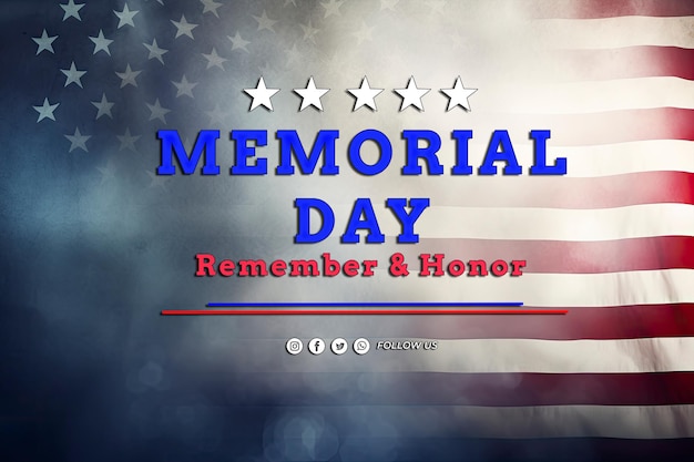 PSD memorial day with american flag background