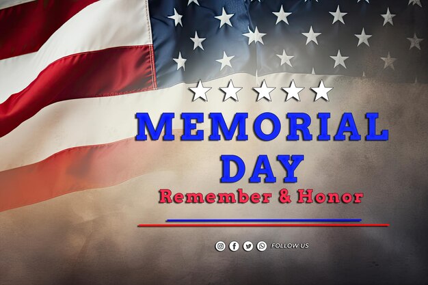 PSD memorial day with american flag background