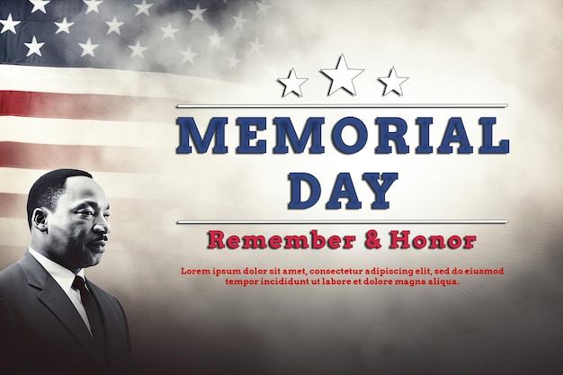 PSD memorial day with american flag background