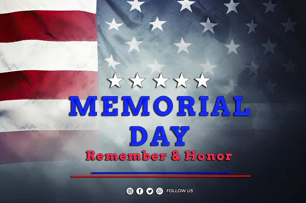 PSD memorial day with american flag background