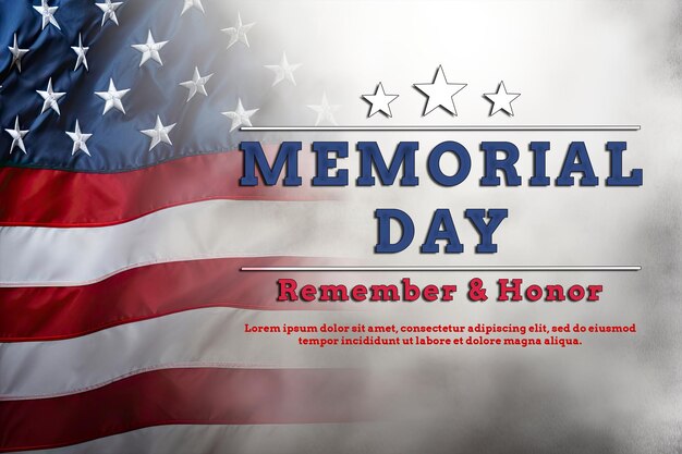 PSD memorial day with american flag background