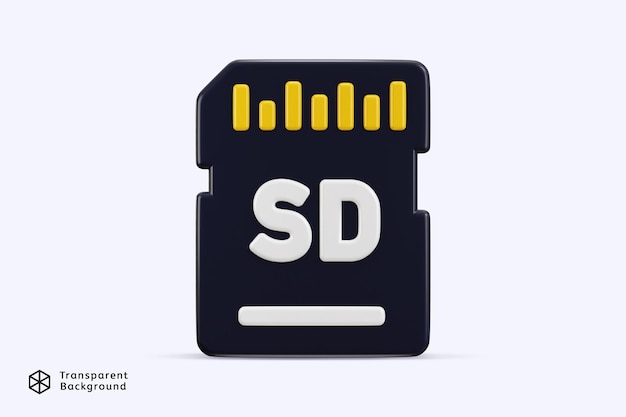 PSD memory sd card icon 3d rendering vector illustration