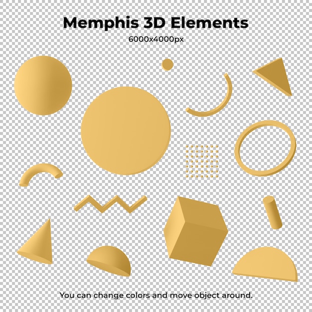 Memphis 3D geometric elements isolated