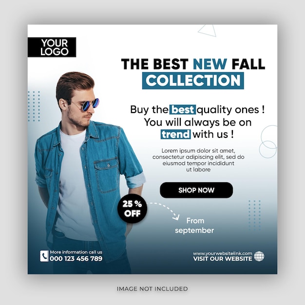 PSD men fashion instagram facebook post banner sale new collection discount social media poster template