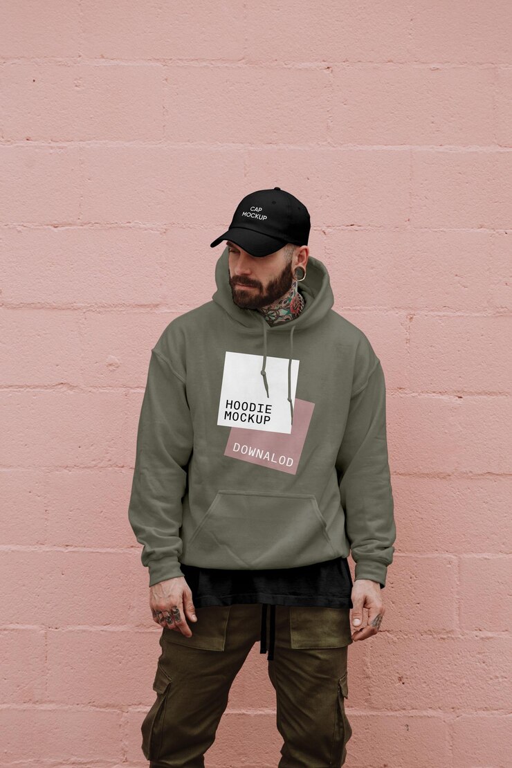PSD men in hoodie mockup