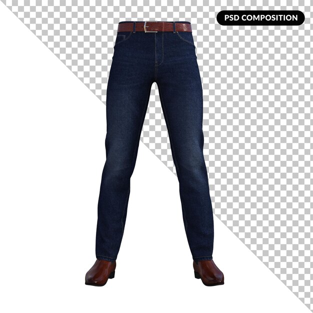 PSD men jeans isolated 3d