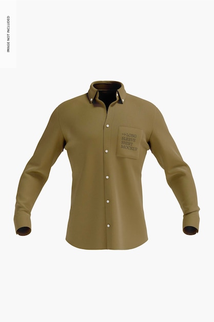 Men Long Sleeve Shirt Mockup, Front View