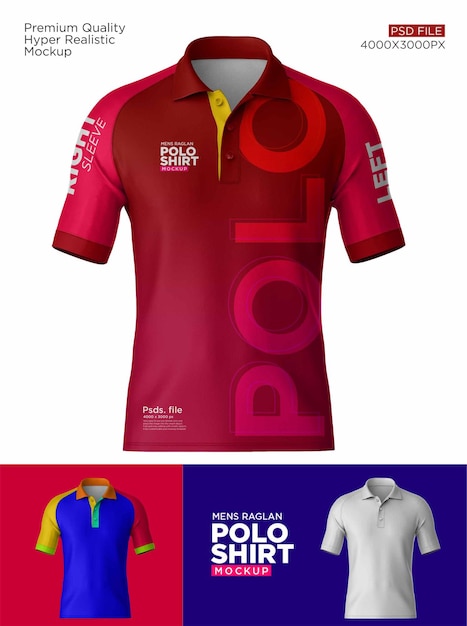 Polo da uomo raglan mockup sul retro