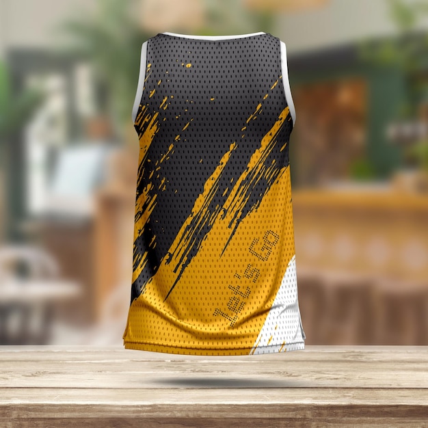 Men's basketball t shirt jersey Back Side View Mockup Template PSD Mockup