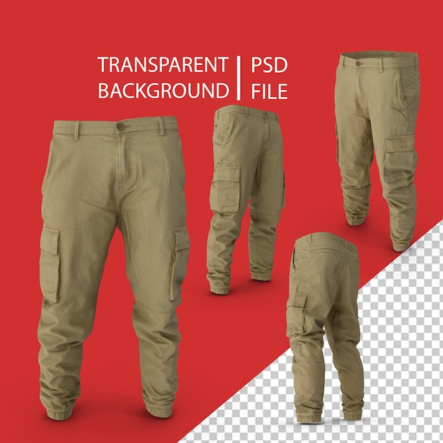 PSD men's khaki cargo pants png