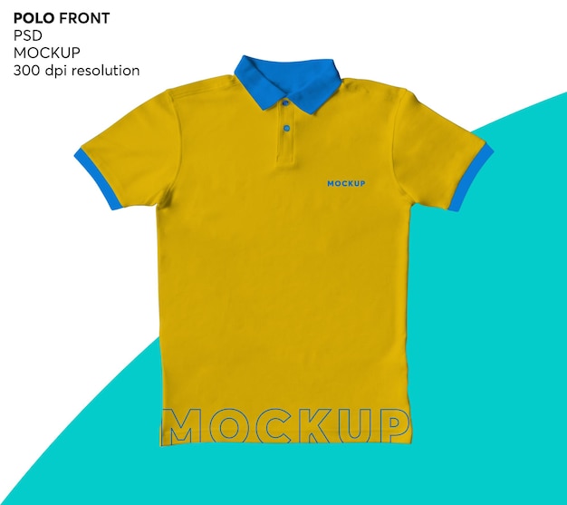 Mockup anteriore della camicia di polo degli uomini isolato