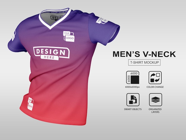 MEN'S V NECK T SHIRT MOCKUP FRONT VIEW