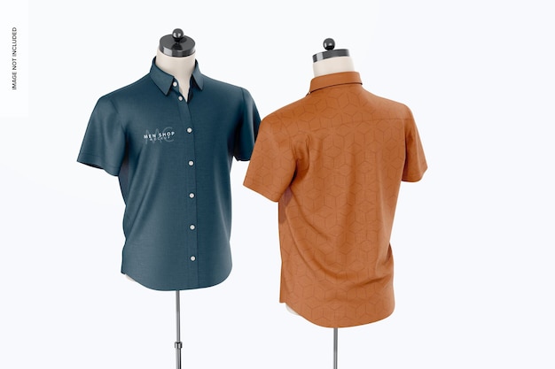 Men short sleeve shirt mockup front and back view