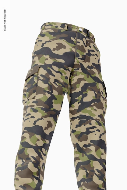 PSD men tactical pants mockup, low angle view