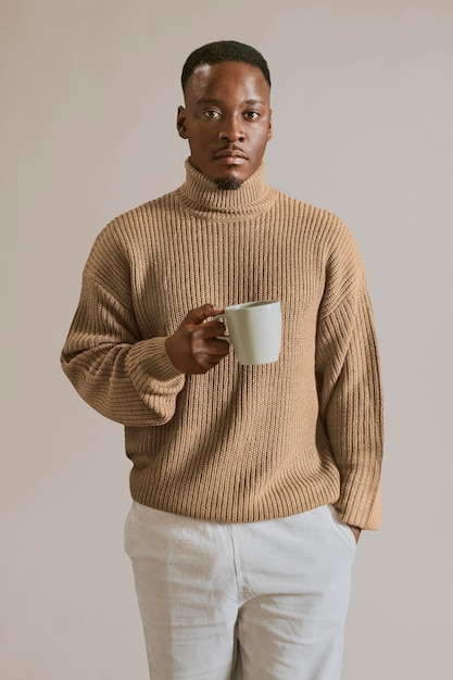 Men39s turtleneck sweater mockup autumn apparel fashion psd