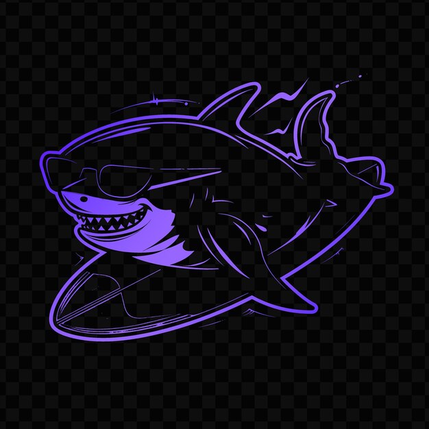 PSD menacing shark animal mascot logo with surfboard and sunglas psd vector tshirt tattoo ink art