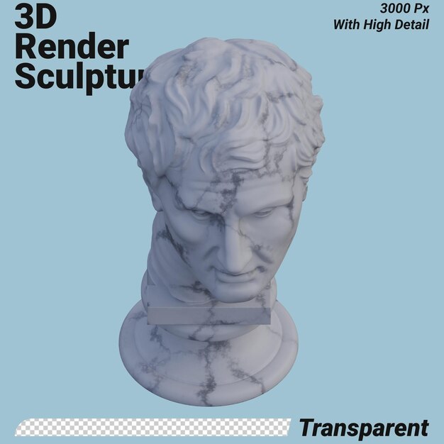 PSD 메난데르의 동상 3d 렌더링은 고립된 디자인에 완벽합니다.