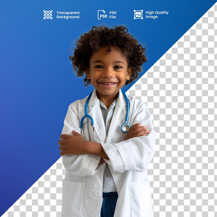 PSD menino vestido de medico dia das criancas
