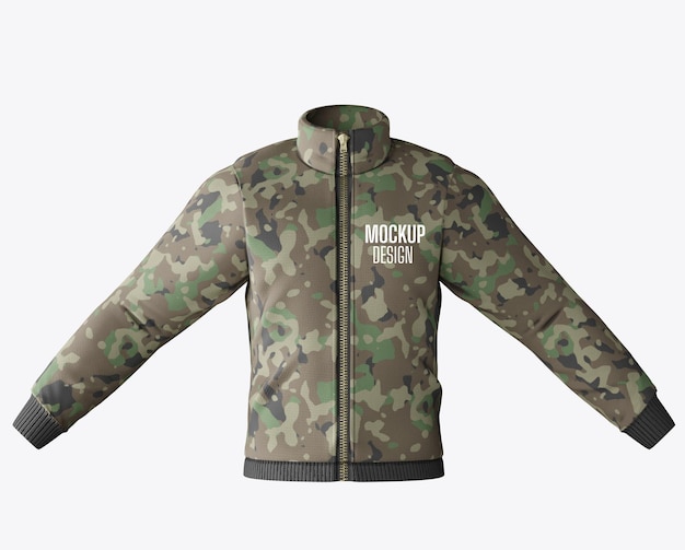 Mens army jacket mockup 3d illustration