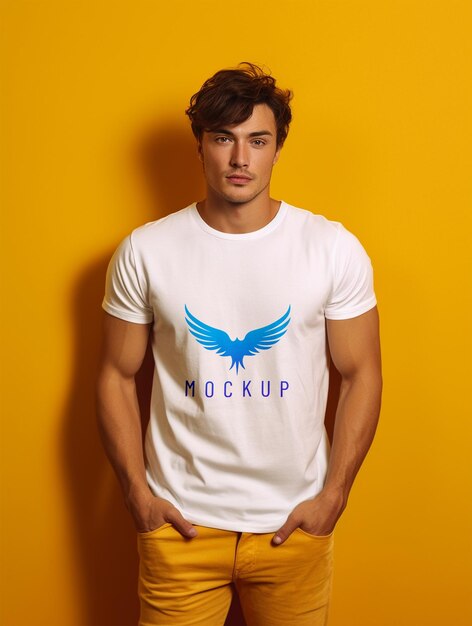 Mens blank tshirt mockup design psd