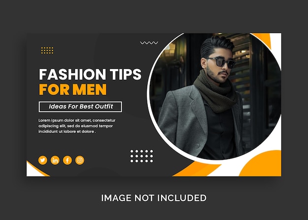 남성 패션 팁 웨비나 Youtube 미리보기 이미지 또는 웹 배너 템플릿