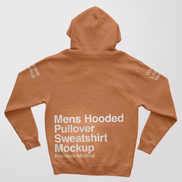 PSD mens hooded pullover back sweatshirt mockup