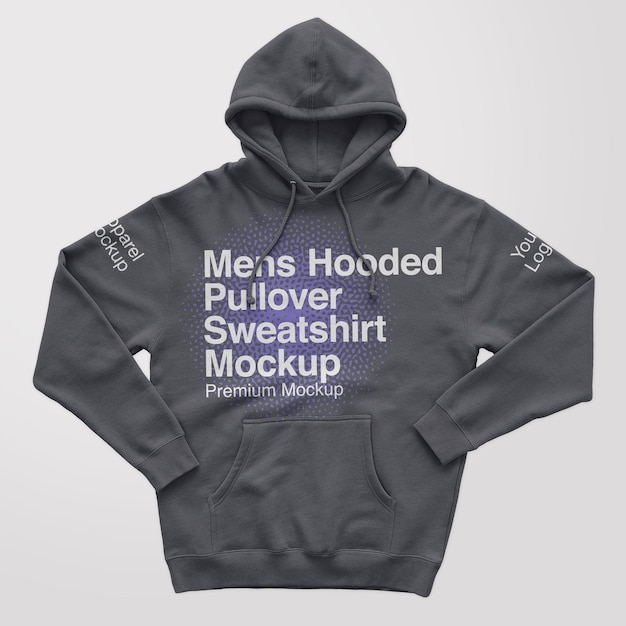 Mens Hooded Pullover Sweatshirt Mockup