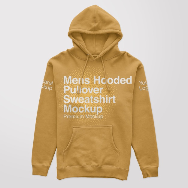 PSD mens hooded pullover sweatshirt mockup