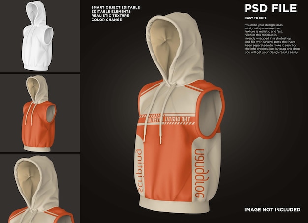 PSD mens hoodie jacket vest suit mockup