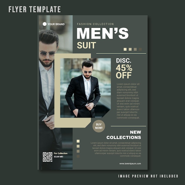 PSD mens pak mode flyer ontwerp