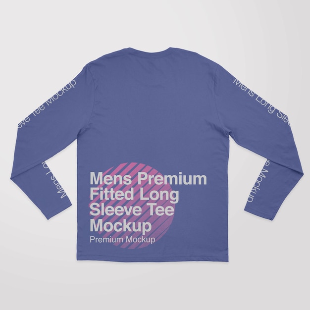 Mens premium fitted longsleeve tee back mockup