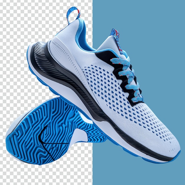PSD Мужская спортивная обувь с голубыми акцентами на изолированном прозрачном фоне psd