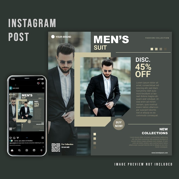 PSD mens suit fashion flyer design