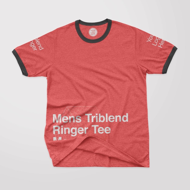 Мужская футболка Triblend Ringer спереди, мокап