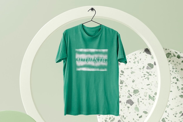 Mens tshirt mockup casual fashion in green psd
