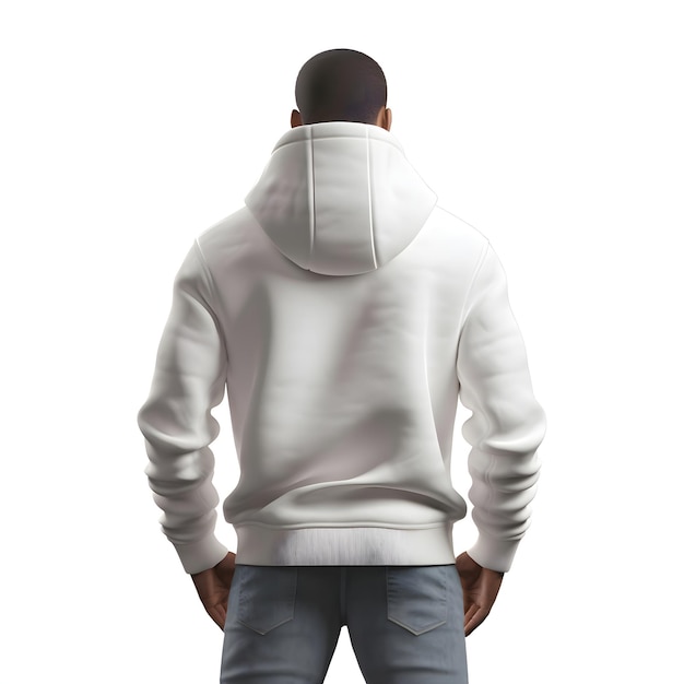 PSD mens white hoodie on a white background 3d rendering