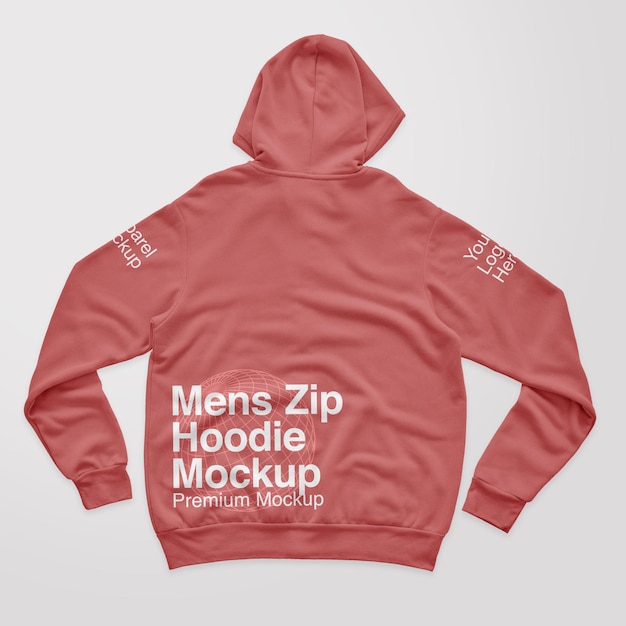 Mockup con cappuccio da uomo con zip sul retro