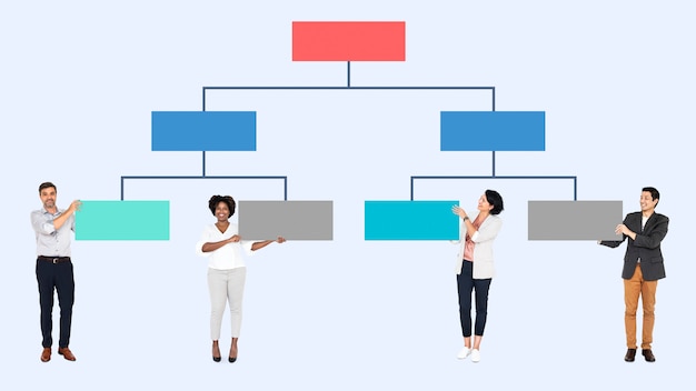 PSD mensen uit het bedrijfsleven met een organigram