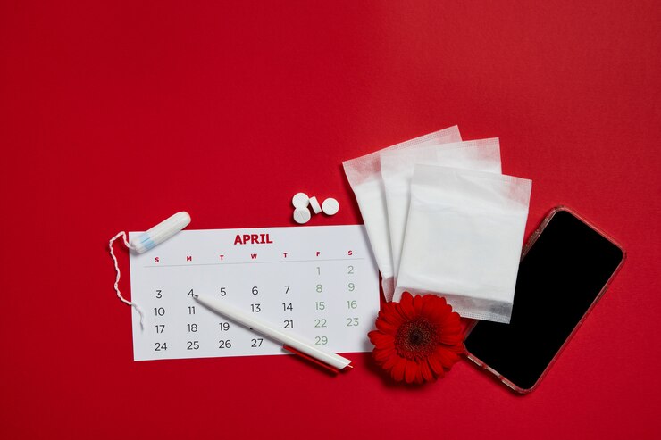 PSD menstrual pads and red flower