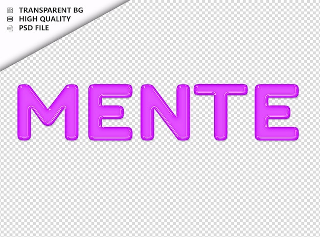 PSD mente typography purple text glosy glass psd transparent