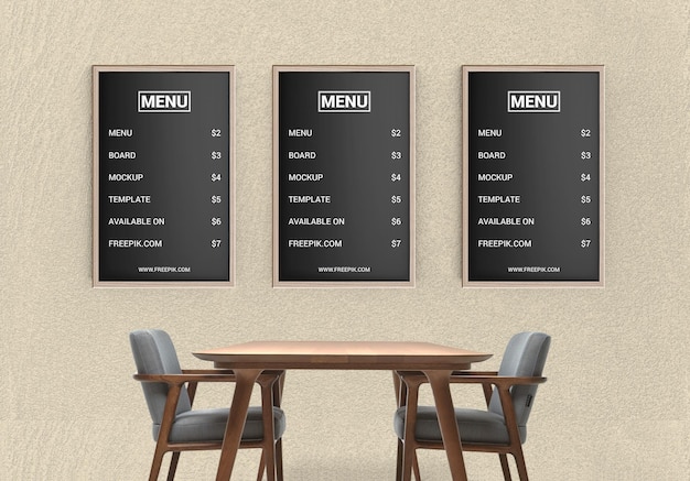 PSD mockup della scheda del menu