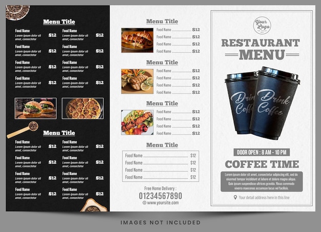 PSD a menu for a cafe called coffee time.