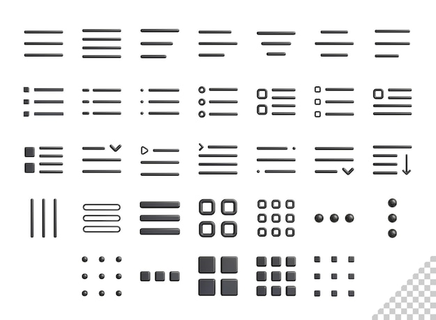 Menu Czarny Pakiet Ikon 3d