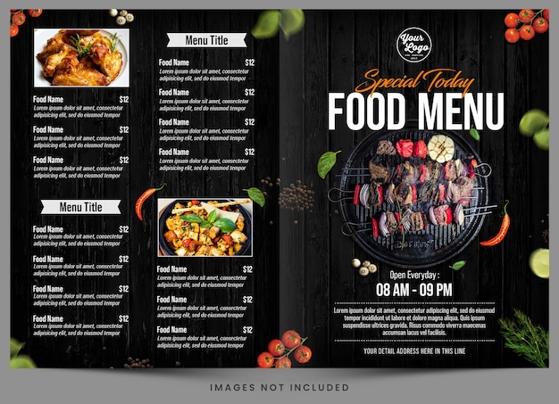 A menu for a food menu for a restaurant.