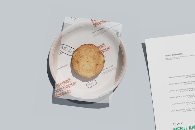 PSD menu and food paper mockup