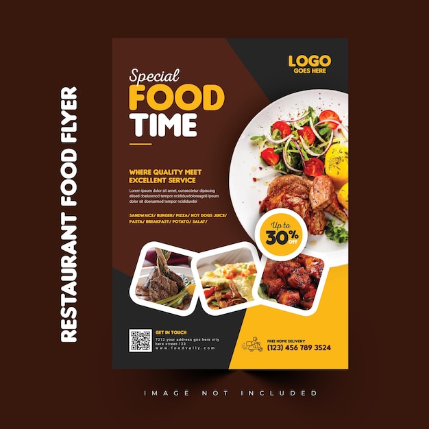 a menu for food restaurant that is advertising food time