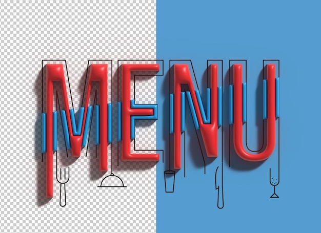 PSD menu lettering line art transparent psd font design