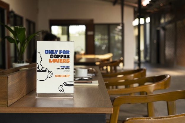 Menu mockup at cafeteria table