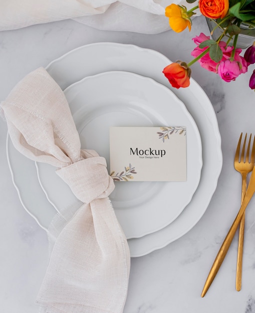 Menu mockup in spring decoration