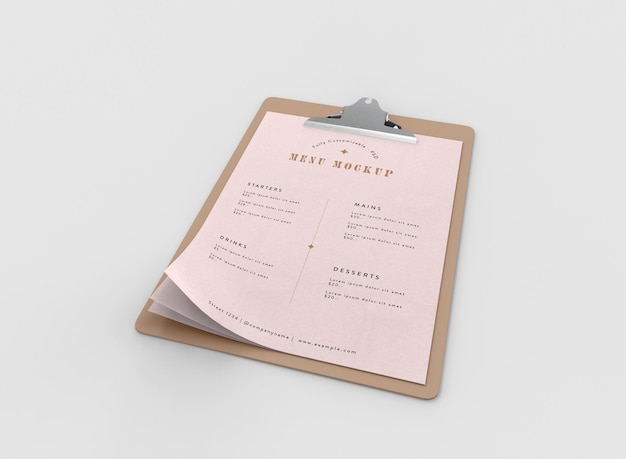 Menu mockup